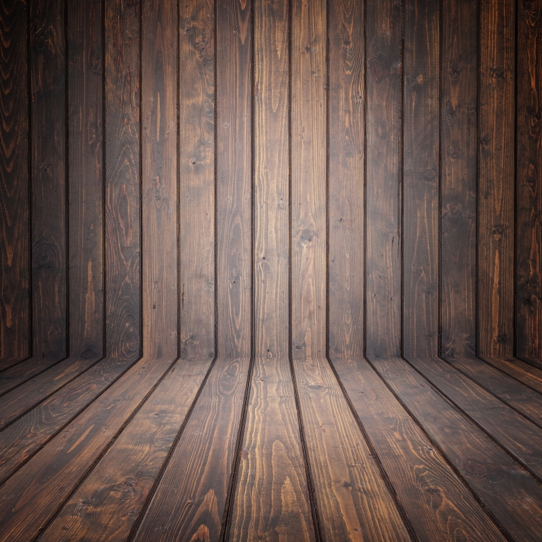 Dark brown pine wooden, empty space, perspective wall
